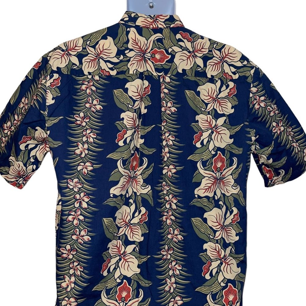 Vintage Retro Cooke Street Hawaiian Shirt Mens M Plumeria Aloha Vacation Blue - Picture 7 of 10